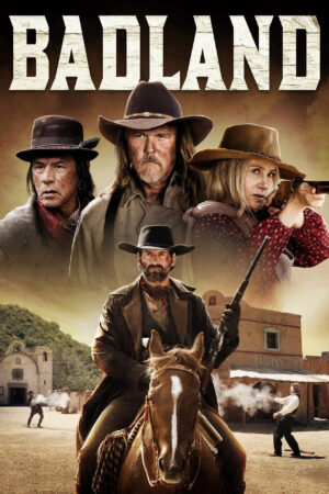 Sinemaku21 – Poster film Badland (2019), film western drama tentang pemburu buronan pasca-Perang Saudara yang menghadapi dilema moral dalam memburu penjahat perang.
